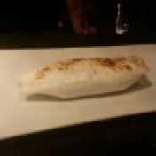 Their take on "baked Alaska". There is ice cream inside that little burrito thing.